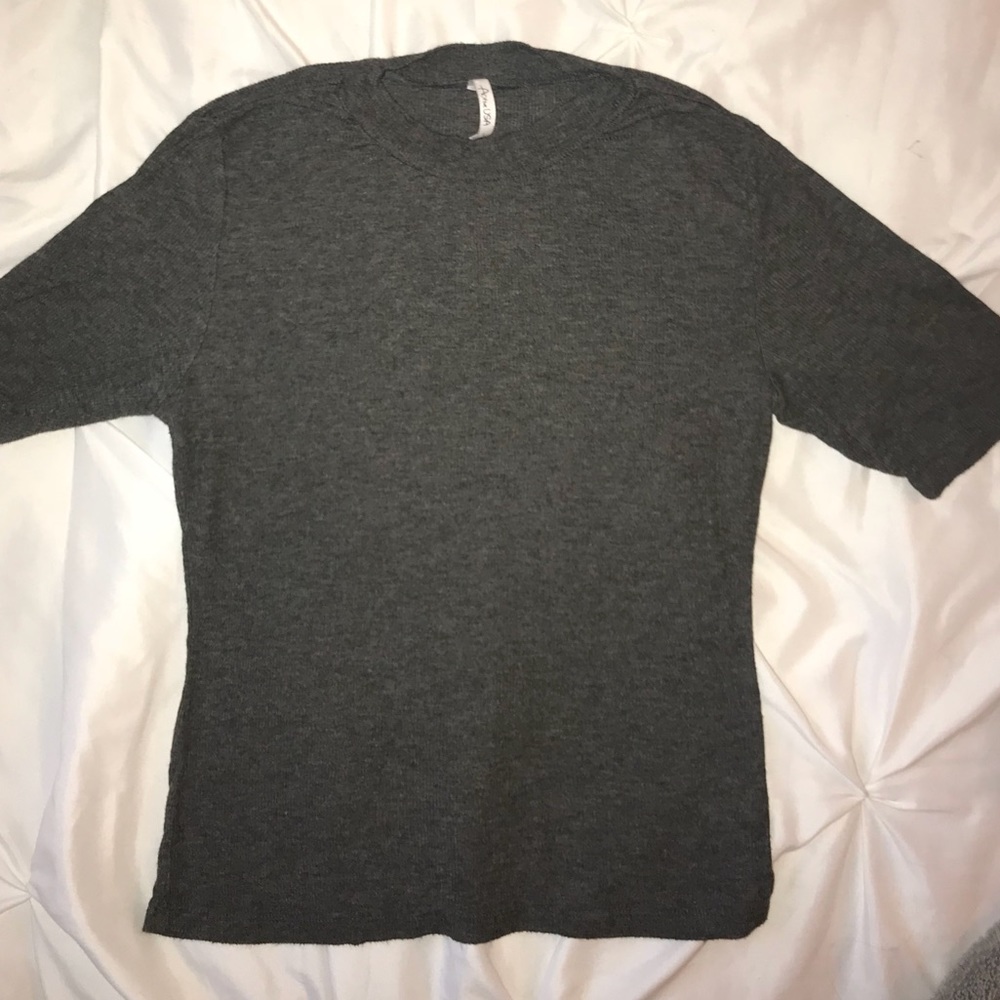 Grey Ribbed “long sleeve” Shirt